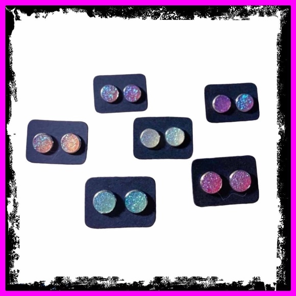 Vintage Jewelry - 🆕 SOLD Multicolored Druzy Stud Earrings